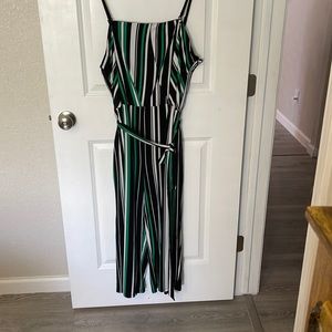 NWT , INC striped capri romper